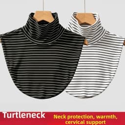 Women's Versatile Stripe Half High Neck Faux Collar Scarf Neck Protection Winter Cold Resistance Autumn Spring Fashion Accessory