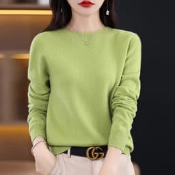 2026 New Cashmere Basic Top Long Sleeve Women O-Neck Knitted Sweater 100% Pure Merino Wool Pullover Clothing Knitwear Traf