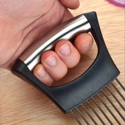 1pc Stainless Steel Onion Slicer Holder, Multipurpose Meat Tenderizers, Vegetable Potato Tomato Lemon Cutting Tool, Full Grip Ha