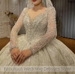 High-end Customized Romantic Pearls Ball Gown Wedding Dress Sgowns Robe De Mariée