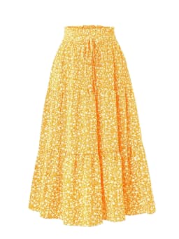 Women's Summer Solid Color Bohemian A-line Midi Skirts 2025 New Female Vacation Casual Loose Faldas