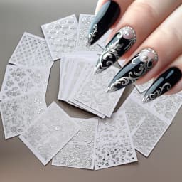 3D Colorful Flowers Cherry Blossoms Rose Daisy Nail Decals 20/30/60/70/90pcs Cute Heart Nail Sticker Manicure Decoration 5.5*6cm