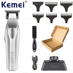 Kemei KM-3023-702 Electric Engraving Scissors with Base High-Speed Long-Battery Life Digital Display Hair Trimmer for Men