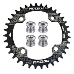 MOTSUV 104BCD Narrow Wide 38T 36T 34T 32T Bicycle Chainring,BCD 104 with 4 Bike Steel Screws, Single 12 11 10 9 8 Speed,Plato MT