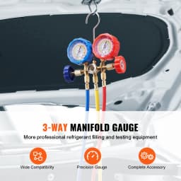 SucceBuy AC Gauge Set 3 Way AC Manifold Gauge Set for R134A/ R22/R12/R502 Refrigerant Works on Car Freon Charging and Evacuation
