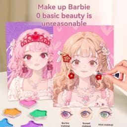 DIY Paper Art Craft Kits-3 in 1 Princess Makeup Kit with Diamond Painting Kits and Princess Dress Up Sticker Book Gifts for Girl