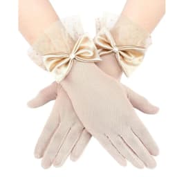 Women Sexy Mesh Thin Transparent Dot Bow Gloves Summer Sunscreen Drive Breathable Retro Opera Performance