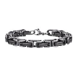 Vnox Stainless Steel Byzantine Bracelet for Men, 8mm Wide Vintage Style Bold Square Links Chain Wristband, Father's Day Gift