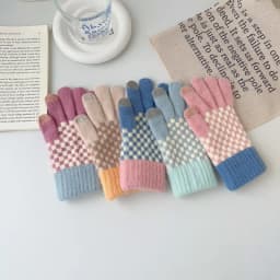 Winter Women Keep Warm Touch Screen Knitted Woolen Gloves Cute Lovely Fashion Lattice Thickened High Quality Cold Protection