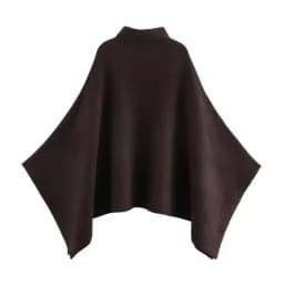 HH Women's New Fashion Versatile Solid Stand Collar Knitted Cape Coat Female Casual High Street Asymmetric 3-Colors Jacket Mujer