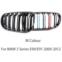 Carbon Fiber Print Grille Kidney Grill For BMW 3 Series E90 E91 LCI 2009-2012 LCI Gloss Black M Color Chrome Silver Double Slat