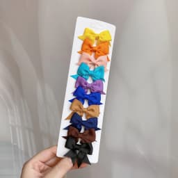 10Pcs/Set Solid Color Kids Bows Hair Clips for Baby Girls Handmade Ribbon Bowknot Hairpin MiNi Barrettes Hair Accessories