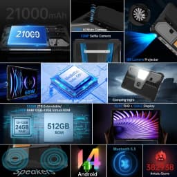 8849 TANK PAD E Unihertz Rugged Projector Tablet Android 15 Smartphone 10.95 inch 120Hz 24GB 512G 21000mAh 50MP 66W Phone Tablet