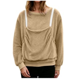Women Fall And Winter Casual Plush Solid Color Pet Pocket Crew Neck Hoodless Sweatshirt Funny Jogging Suits Women Petite