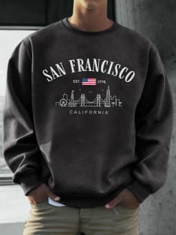 San Francisco California Pattern Men Pullovers Autumn Casual Sweatshirt Fashion All-Match Streetwear Fleece Comfortable Top