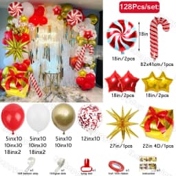 Christmas Balloon Arch Green Gold Red Box Candy Balloons Garland Cone Explosion Star Foil Balloons New Year Christma Party Decor