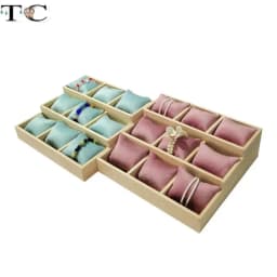 Solid Wood Three-Tiered Tray Bracelet Watch Necklace Pearl Bracelet Pillow Tray Jewelry Storage Rack
