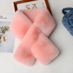 Cute Solid Color Cross Scarf Thicken Faux Rabbit Fur Neck Scarf Neck Warmer Girls