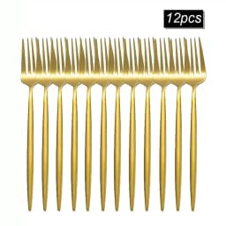 8/12/16pcs Stainless Steel Gold Tableware Dinner Fork Fruit Fork Steak Fork Salad Fork Suitable for Restaurant or Banquet