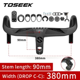 TOSEEK Bicycle Handlebar Drop Bar T800 Road Carbon Handlebar Integrated Road Handlebar Bent Bar Internal Cable Routing Bike Par