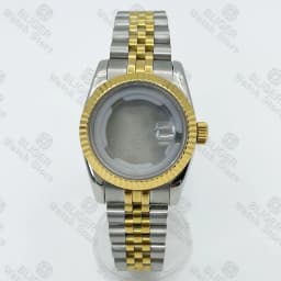 BLIGER 31mm NH05 NH06 Watch Case Fluted Curved Silver Gold Rose Gold Jubilee For Ladies Watch Date Sapphire Glass Waterproof
