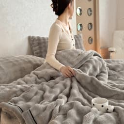 Bubble Imitation Rabbit Fur Autumn Winter Blanket Warm Single Double Bed Blankets Soft Plush Warmth Sofa Blanket for Watch TV