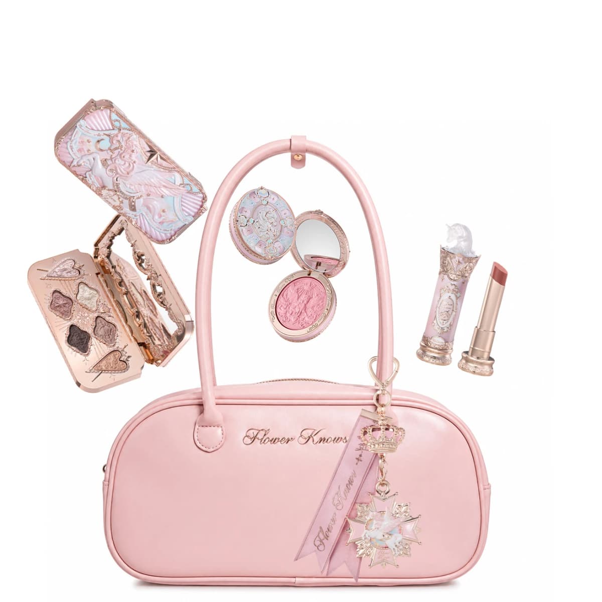 Flower Knows Knight Unicorn Makeup Set Eyeshadow Blush Lipstick With Tote Bag Cute Kawaii Beauty Gift Set Limited Edition