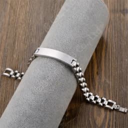 Custom Logo Name Engrave Bracelet Personalized Nameplate Stainless Steel Thick Hand Chain Custom Couple Men Women Jewelry Gift