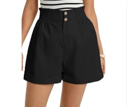 Women's Solid Color Elastic Waist Straight Leg Capri Shorts with Button Zipper Pockets for Travel Camping Streetwear Everyday