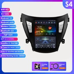 Hizpo 9.7" Tesla Style Android 13 Radio For Hyundai Elantra Avante I35 2011-2013 Multimedia Stereo Player GPS Navigaion 2 din BT