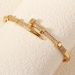 Classic Copper-Inlaid Zircon Open Bangle for Women Fashion Handmade For Stud Bracelet Daily Jewelry Accessories As Gifts