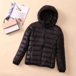 Fashionable Lightweight down Cotton Jacket Women's Short Stand Collar Hooded Slim Fit Autumn Winter plus Size Outerwear