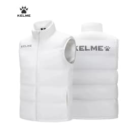 KELME Men Winter Down Vest Sport Training Lightweight Waterproof Outwear Short Stand Collar Casual Coat Windproof Warm Jacket