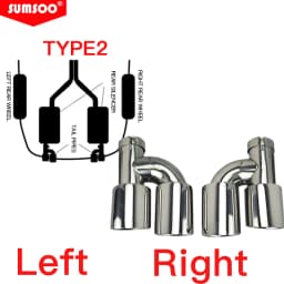 Genuine SUMSOO Car Accessories Stainless Steel H-Type Double Outlet Crimping Edge Exhaust Pipe Tailpipe