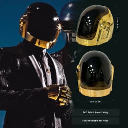 Daft Punk Helmet Gold Black Full Face Cosplay Mask Unisex Adult Size Halloween Music Festival Rave Party Costume Prop