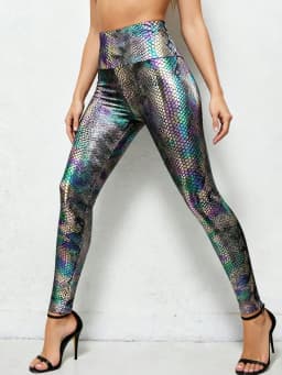 High-waisted Dazzling Snake Pattern Gold-embossed Leggings Sexy Figure-hugging Individual Outerwear Tight Pants For Women
