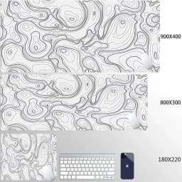 Liquid Mouse Pad Gaming Black And White Contour Lines Printon Demand Large HD Mousepad XXL Playmat Soft Carpet Laptop Mouse Mats