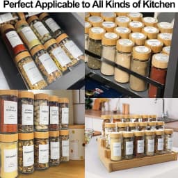 12Pcs Glass Spice Jars with Bamboo Lid Round Spice Seasoning Containers Salt Pepper Shaker Spice Organizer Kitchen Spice Jar Set