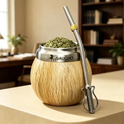 Gaucho Yerba Mate Set Stainless Steel Double Wall Calabash Cup with Removable Filter Bombilla Cleaning Brush