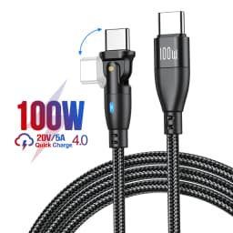 AUFU USB Type C Cable 5A PD100W Fast Charging Charger Wire Cord for MacBook Pro Xiaomi iPad Samsung 180° Rotate USB-C Cable