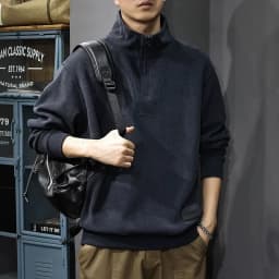 New Half-zipper Stand-up Collar Men's Sweater