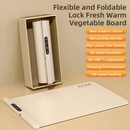 TINSOL Food Warmer Pad Foldable Silicone Heating Pad Portable Meal Cart Insulation Pad 8-Level Temperature Adjustment