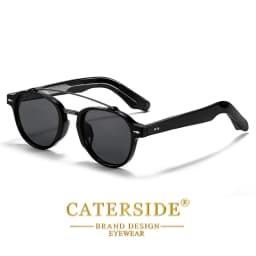 CATERSIDE New RetroPilot Men's Round Sunglasses Classic Double Bridge Design Sun Glasses Women's Outdoor Travel Glasses UV400