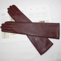 New women's long sheepskin gloves Classic solid color at elbow Versatile windproof warm fleece driving leather gloves