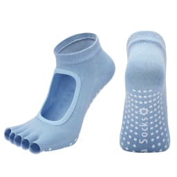 Women Backless Five Toe Yoga Socks Non-Slip Cotton Ladies Dance Ballet Socks Open Half Breathable Fitness Sport Sock for Pilates