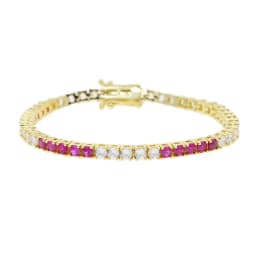 18k Gold Plated 3MM 4 Prong Setted 5A CZ Tennis Chain Bracelet High Quality Green Blue Red Colorful Summer Jewelry