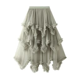 Black fungus edge irregular mesh cake skirt, mid length, high waist, big swing, fluffy fairy gauze skirt, long skirt, 2025 women