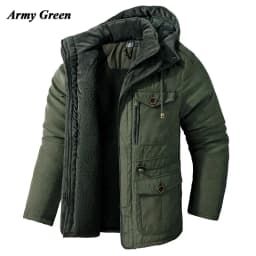 Winter Thick Warm Jacket Men Casual Thick Hooded Windproof Parka Solid Color Plus Size Multi Pocket Men Jacket USA SIZE S-2Xl