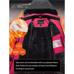TACVASEN Winter Ski Snowboard Jacket Womens Waterproof Thermal Heavy Fleece Jackets Casual Work Rain Work Coat Windbreaker Parka