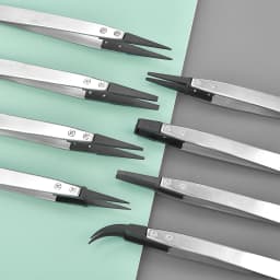 1Pc Anti-Static High Quality ESD Tweezers Replaceable Tweezers Tips Stainless Steel Body Carbon Fiber Conductive Plastic Tweezer